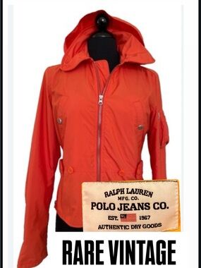 Vintage Ralph Lauren Bright Orange Windbreaker Bomber Jacket - Size XL